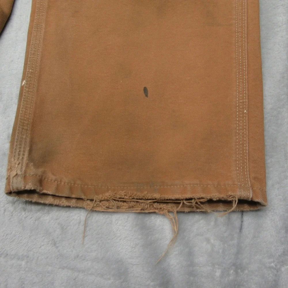 Carhartt Pants Mens 33x29 Brown‎ Canvas Duck Loose Fit Double Knee Work USA READ